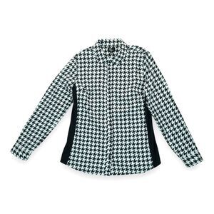 NWT Kim Rogers Shirt Women's Button Up Roll Tab Abstract‎ Geometric Medium